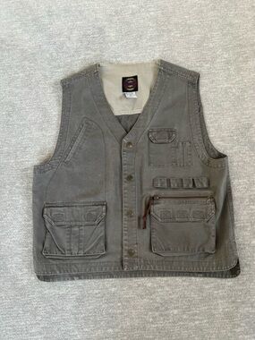 Pilot Industry Essential Denim Gray Utility Outdoors Vest Sz. M